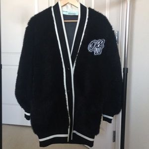 Off-White Faux Fur Varsity Cardigan Jacket